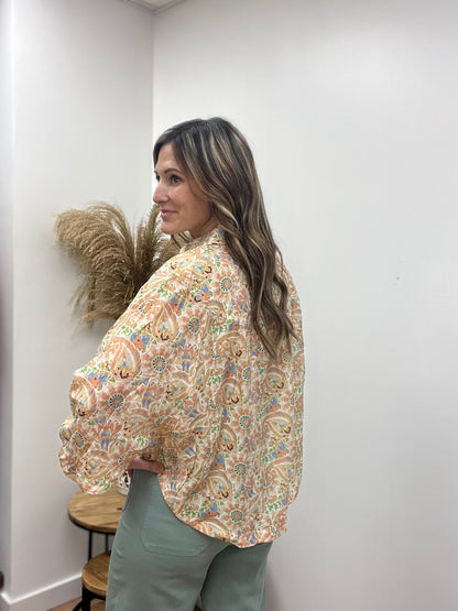The Nova Paisley Button Down Blouse