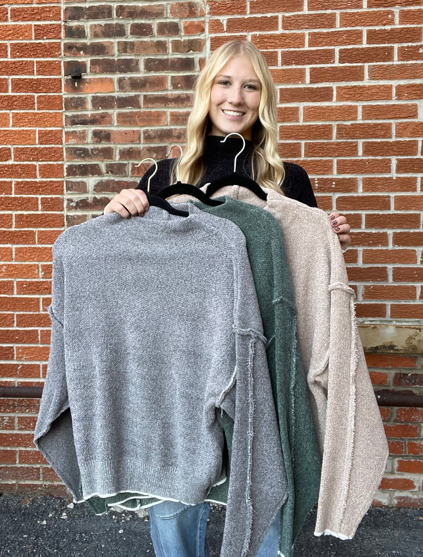 The Flora Chenille Oversized Sweater with Reverse Seams