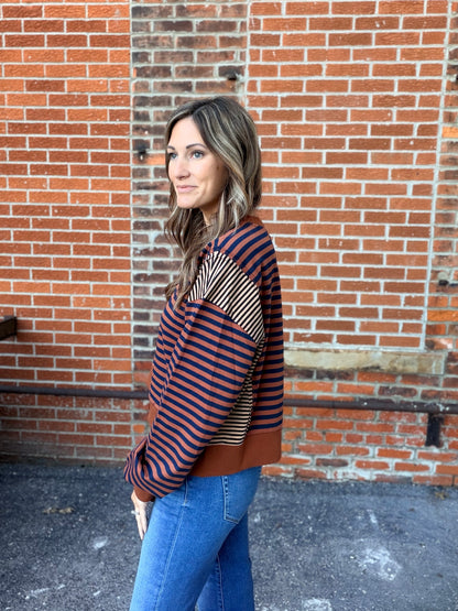 The Zina Mixed Contrast Cropped Sweatshirt