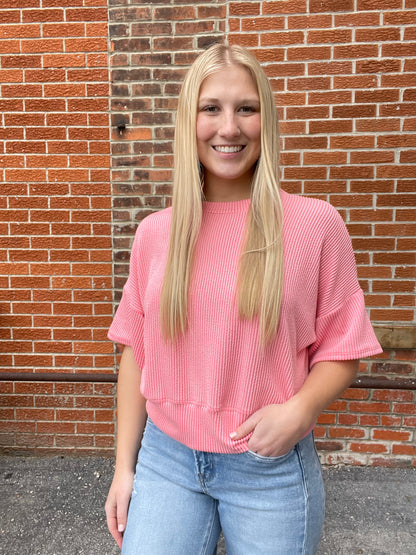 The Misti Wave Rib Short Sleeve Top