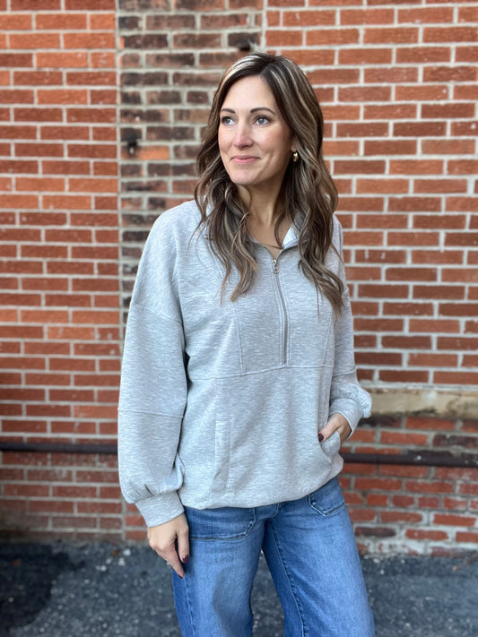 The Rorri Gray Oversized Quarter Zip