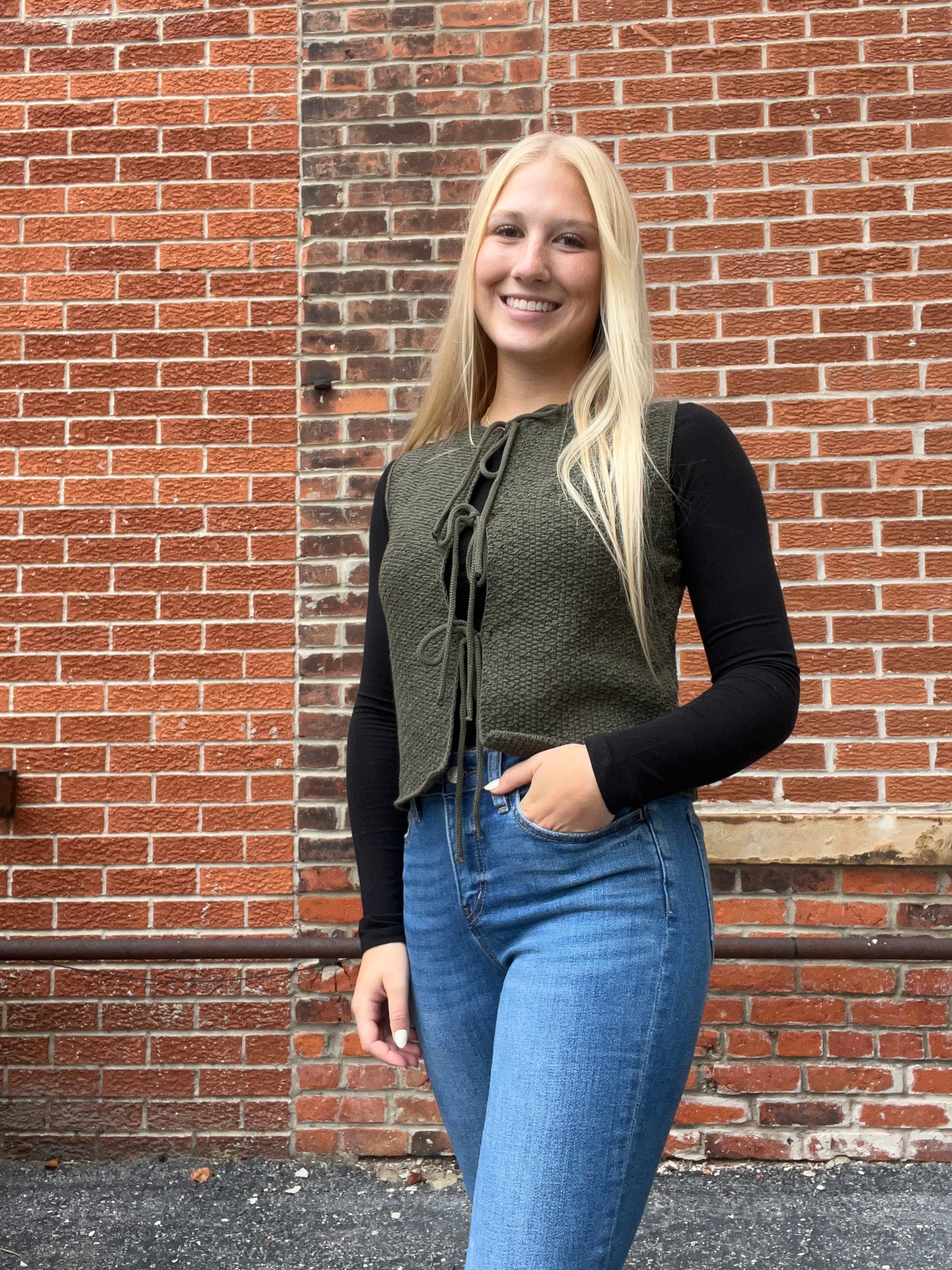 The Adell Front Tie Sweater Vest