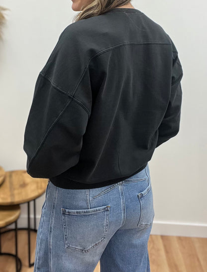 The Laurel Mineral Wash Black Pullover Sweatshirt