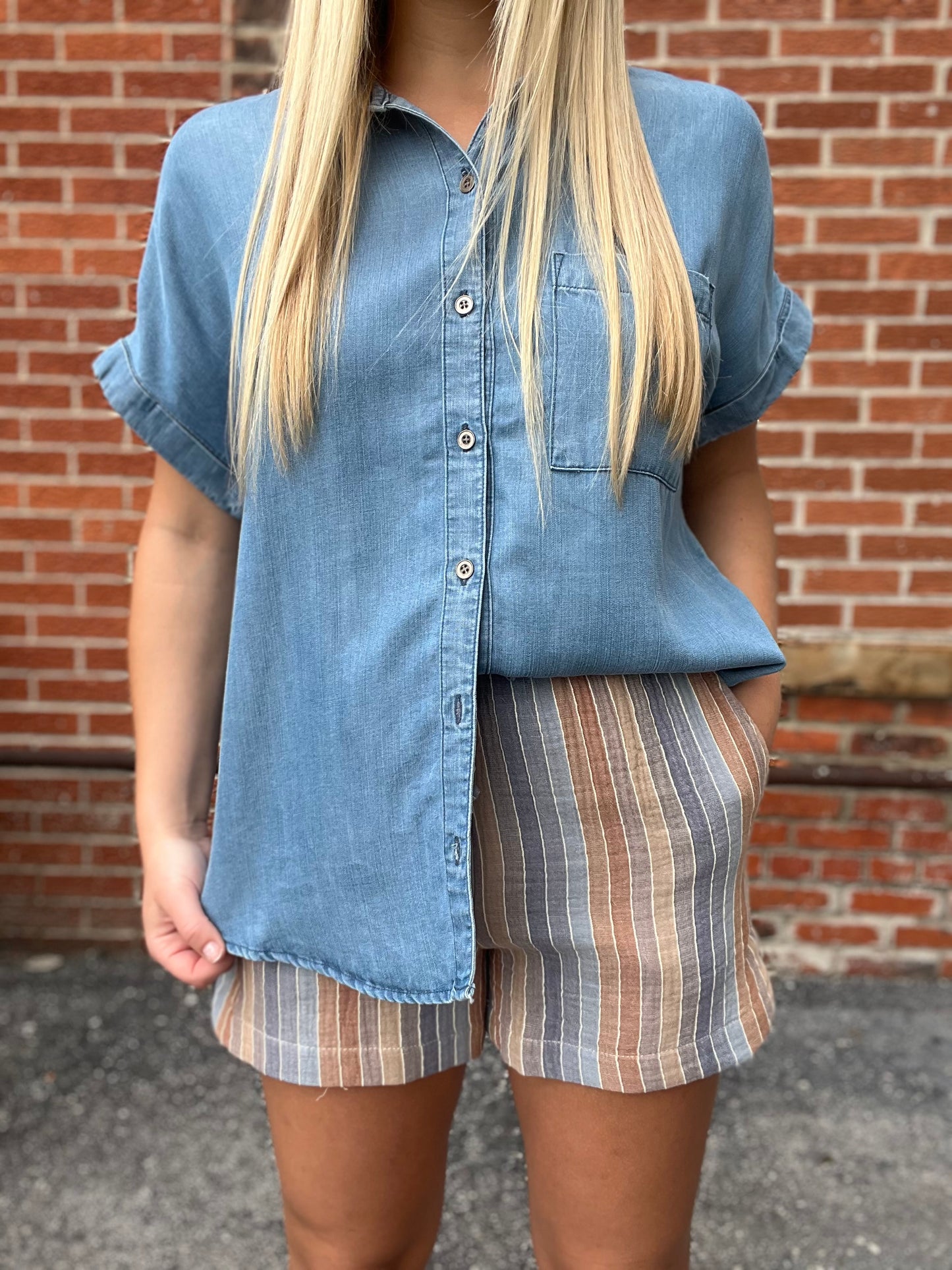 The Rowlynn Multicolor Stripe Gauze Shorts