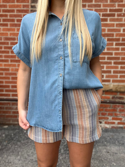 The Rowlynn Multicolor Stripe Gauze Shorts