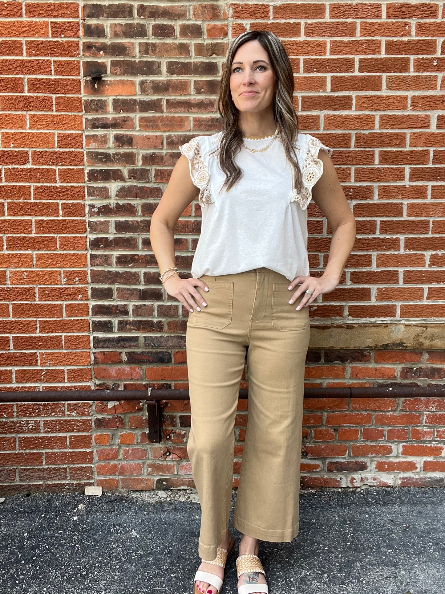 The Aurelia Eyelet Short Sleeve Top