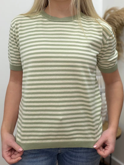 The Maison Short Sleeve Stripped Sweater