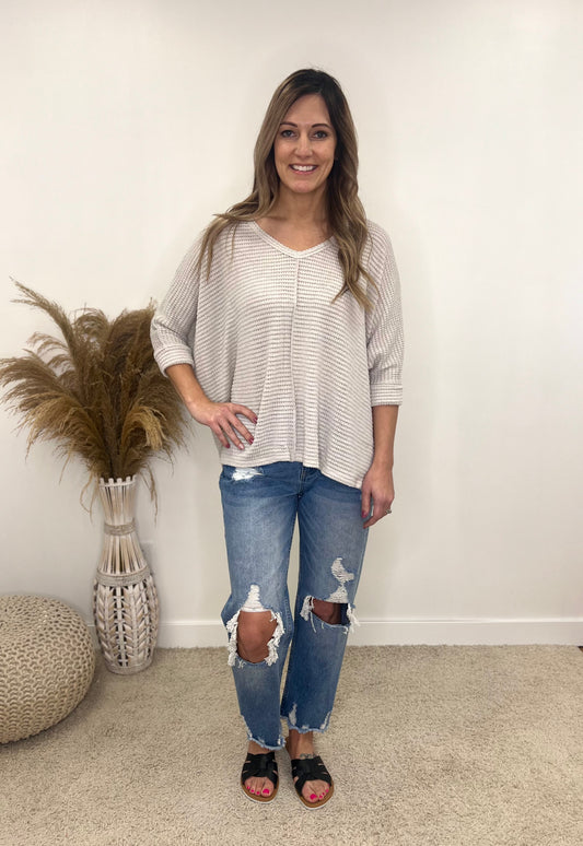 The Cassia Waffle Knit Top
