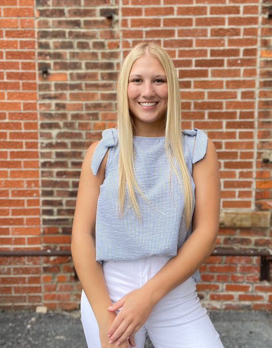 The Cohen Denim White Striped Tank