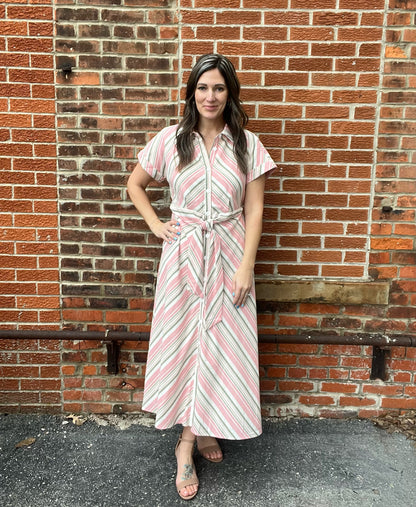 The Suri Striped Tie Waist Maxi Dress