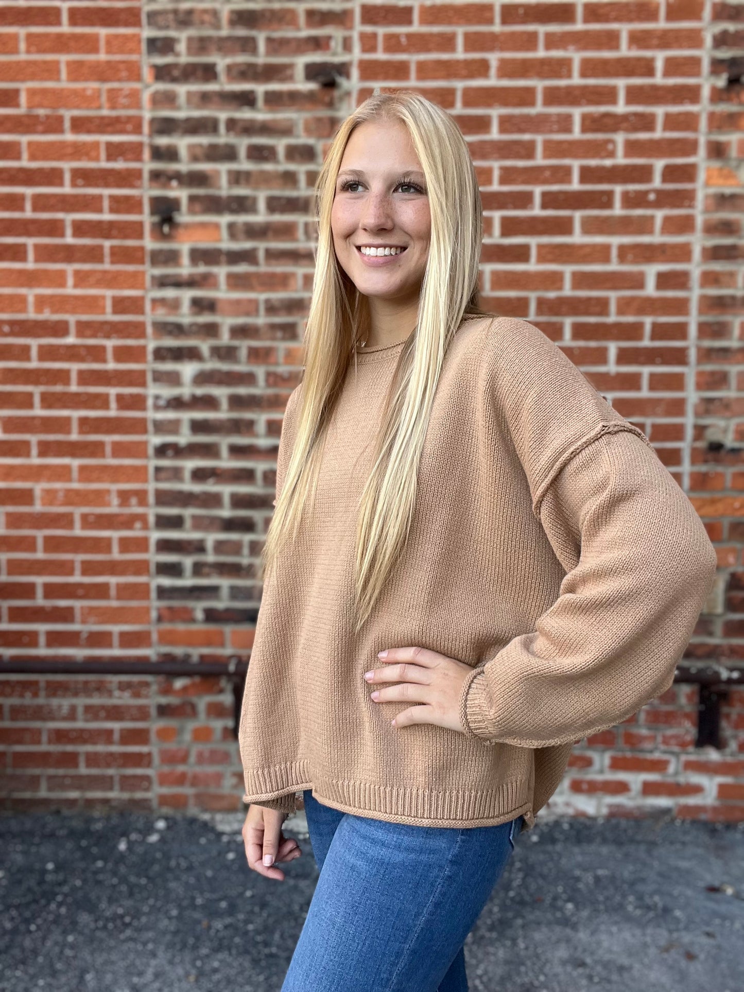 The Jane Tan Raw Edge Long Sleeve Sweater