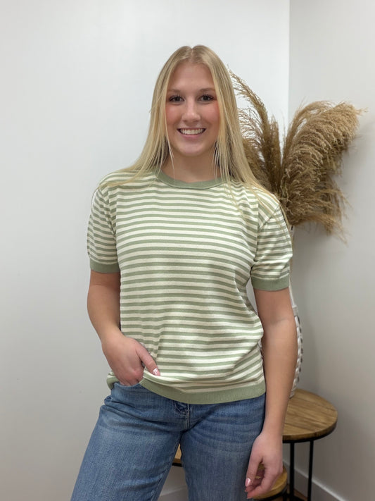 The Maison Short Sleeve Stripped Sweater