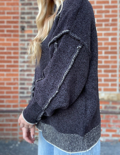 The Flora Chenille Oversized Sweater with Reverse Seams