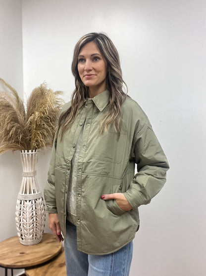 The Callie Button Up Sage Jacket