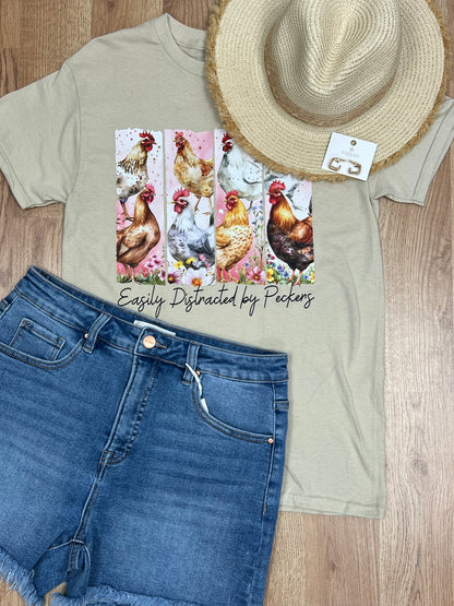 Easily Distracted Chicken Graphic Tee