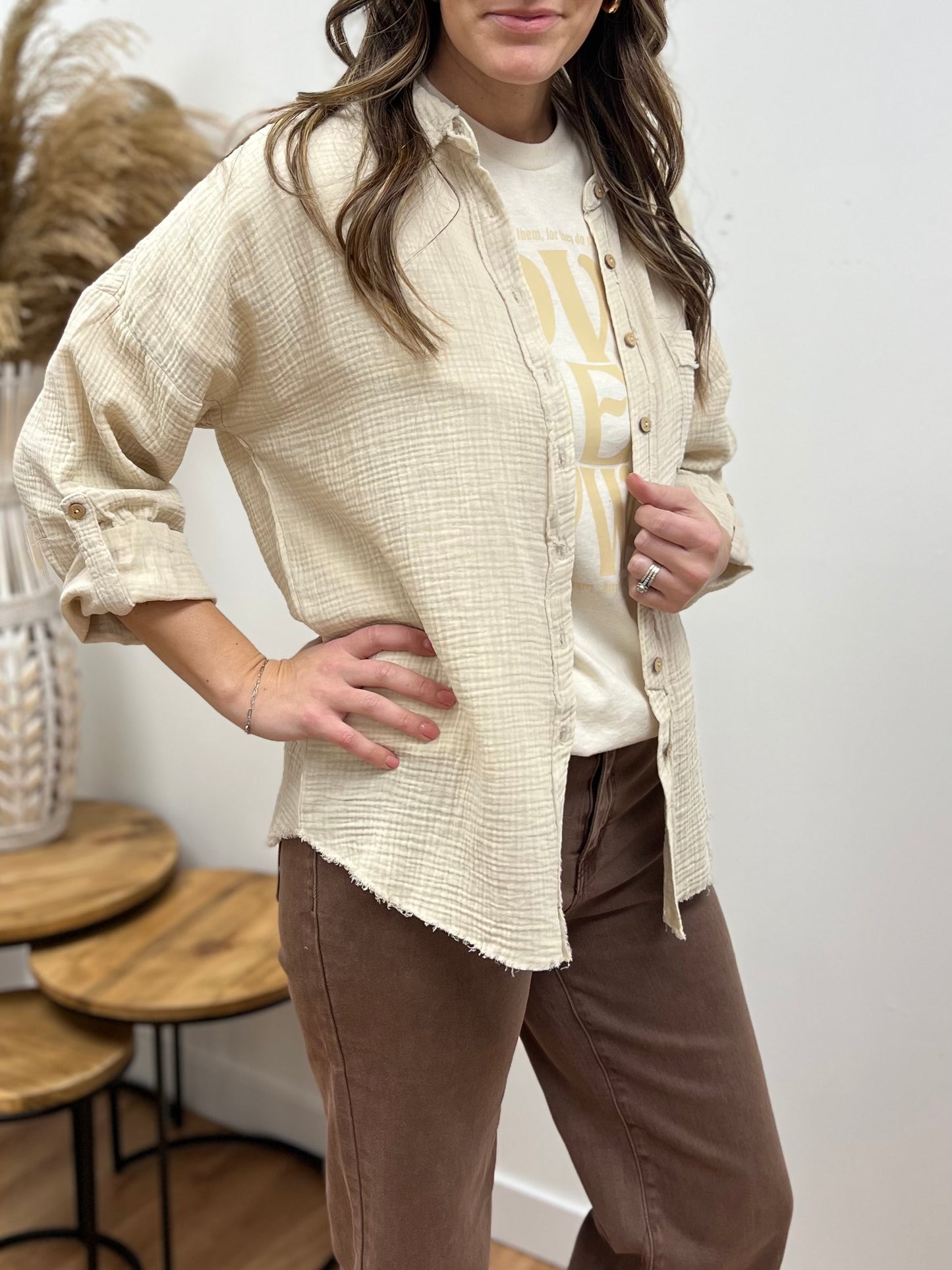 The Sedona Summer Gauze Button Up