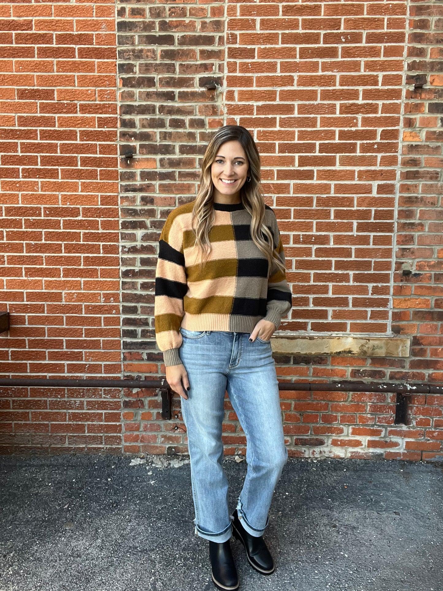 The Stripe Half Block Sweater