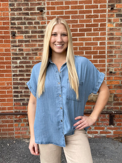 The Karmen Chambray Classic Denim Button Up