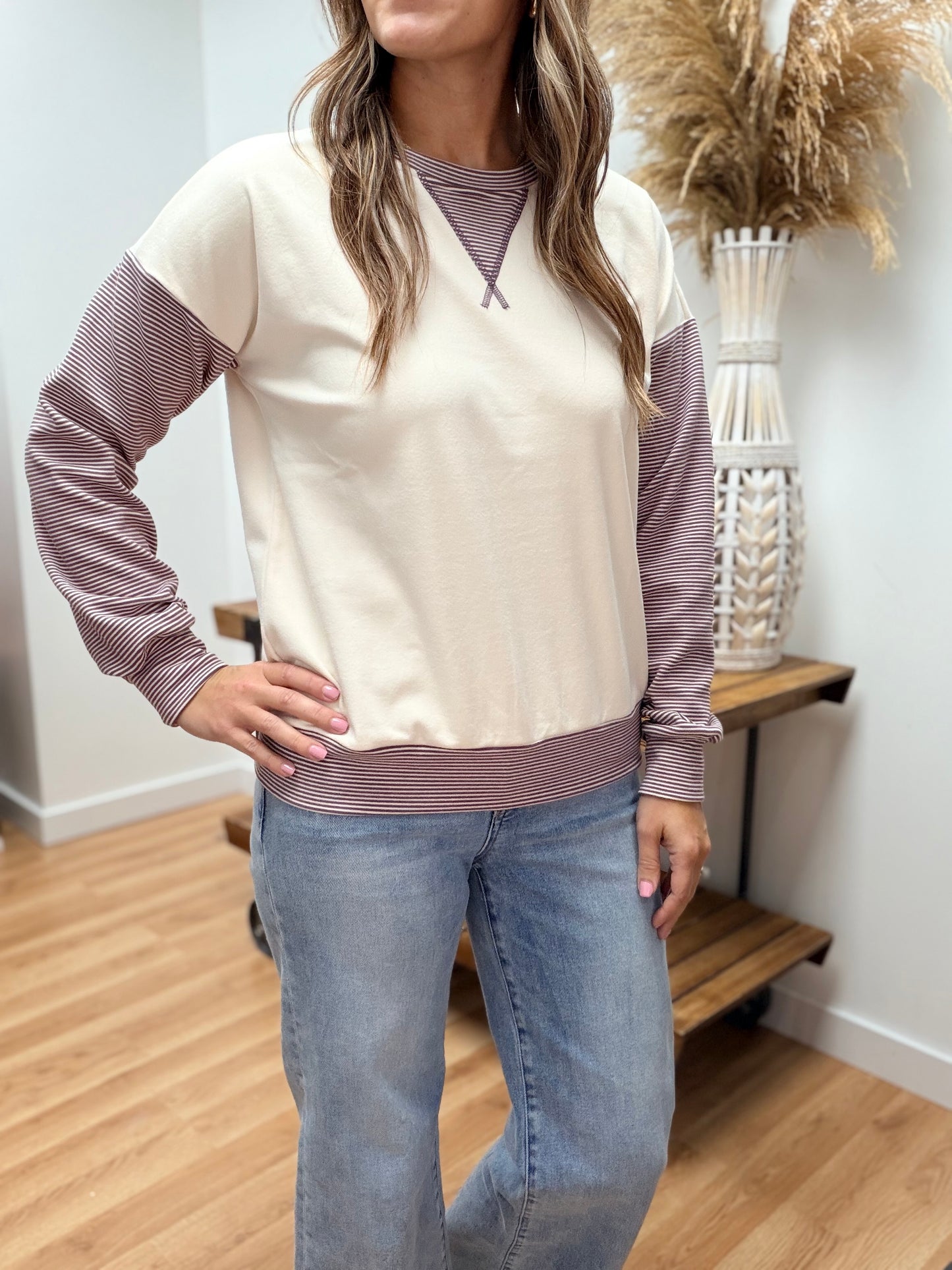 The Tyler Contrast Striped Long Sleeve Pullover