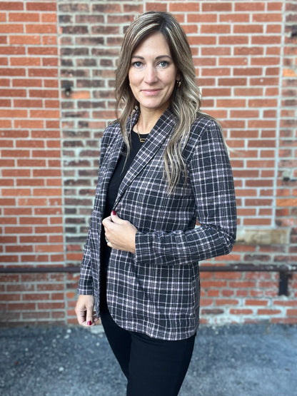 The Anya Plaid Blazer With Front Button