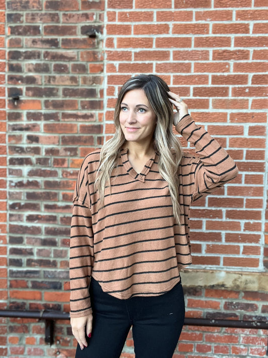 The Pepper Stripped Long Sleeve Top