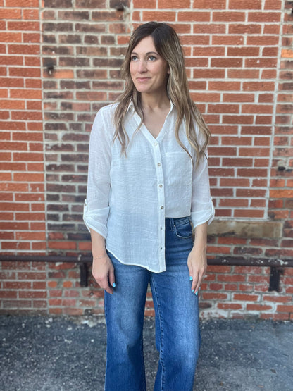 The Denver Crinkle Gauze Button Down