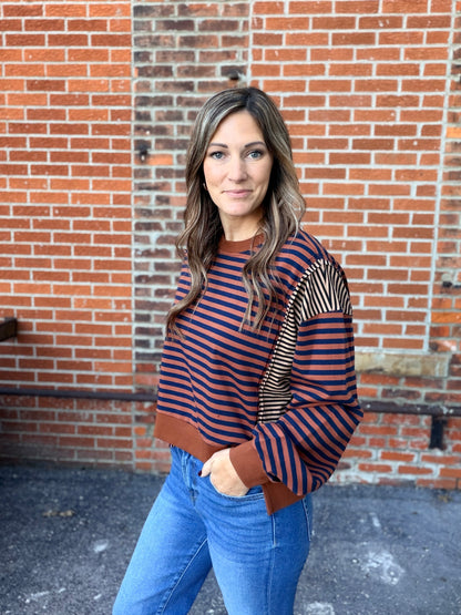The Zina Mixed Contrast Cropped Sweatshirt