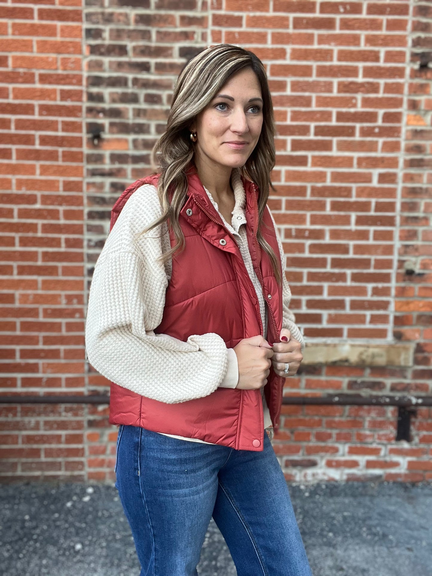 The Doran Rust Puffer Vest