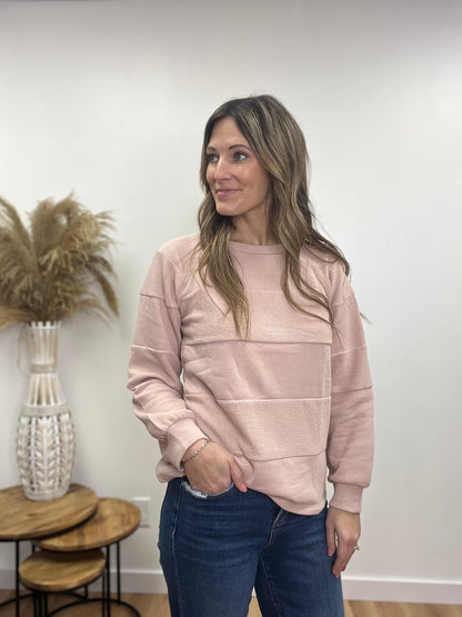 The Noli Textured Blush Long Sleeve Top