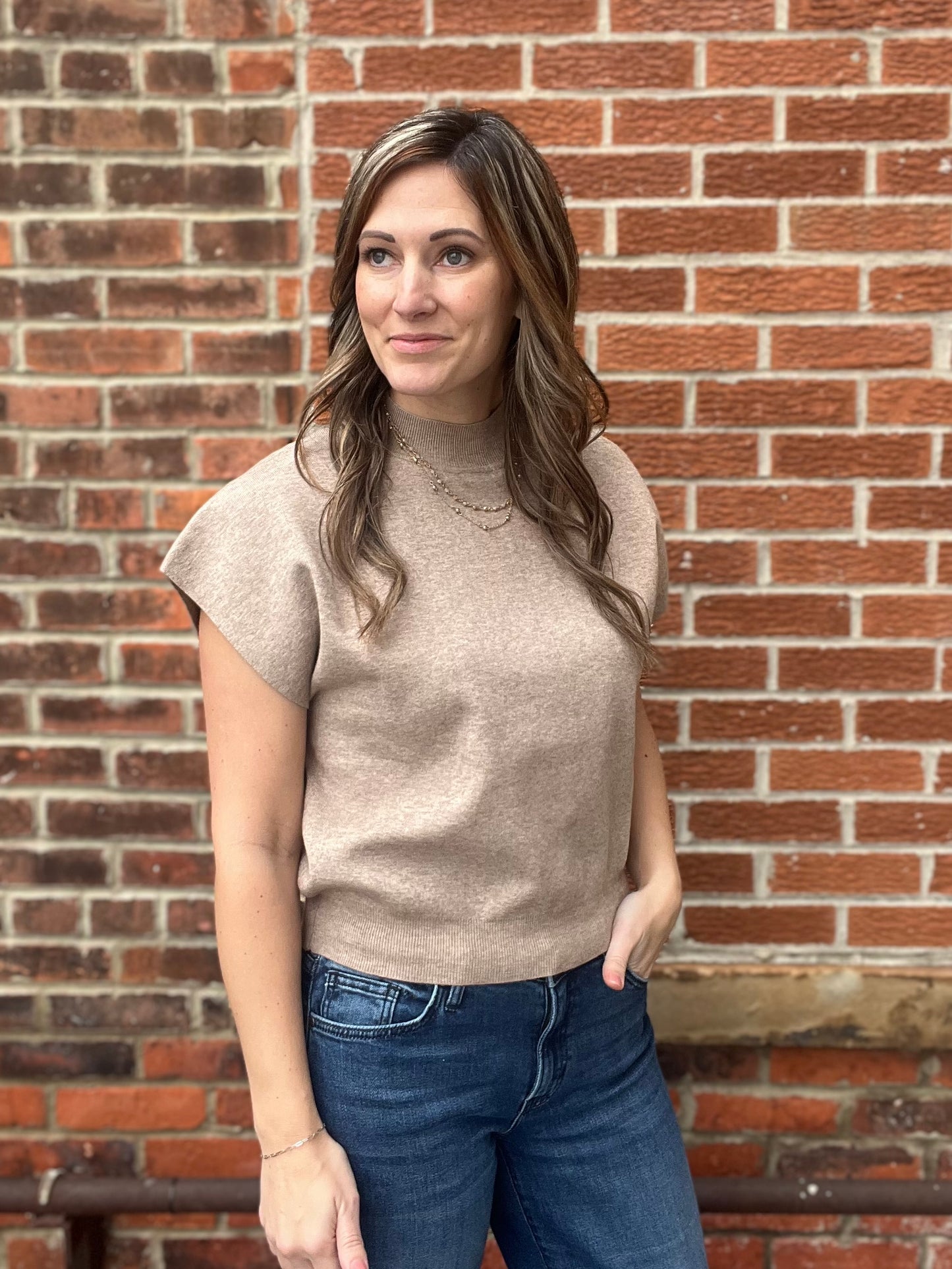 The Lydia Mock Neck Short Sleeve Top