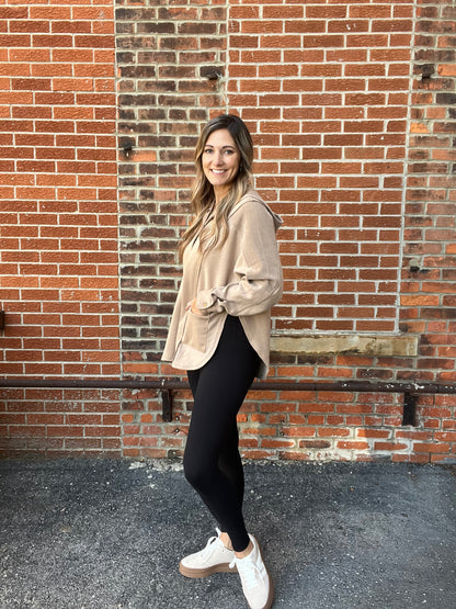 The Sahara Taupe Half Buttoned Long Sleeve