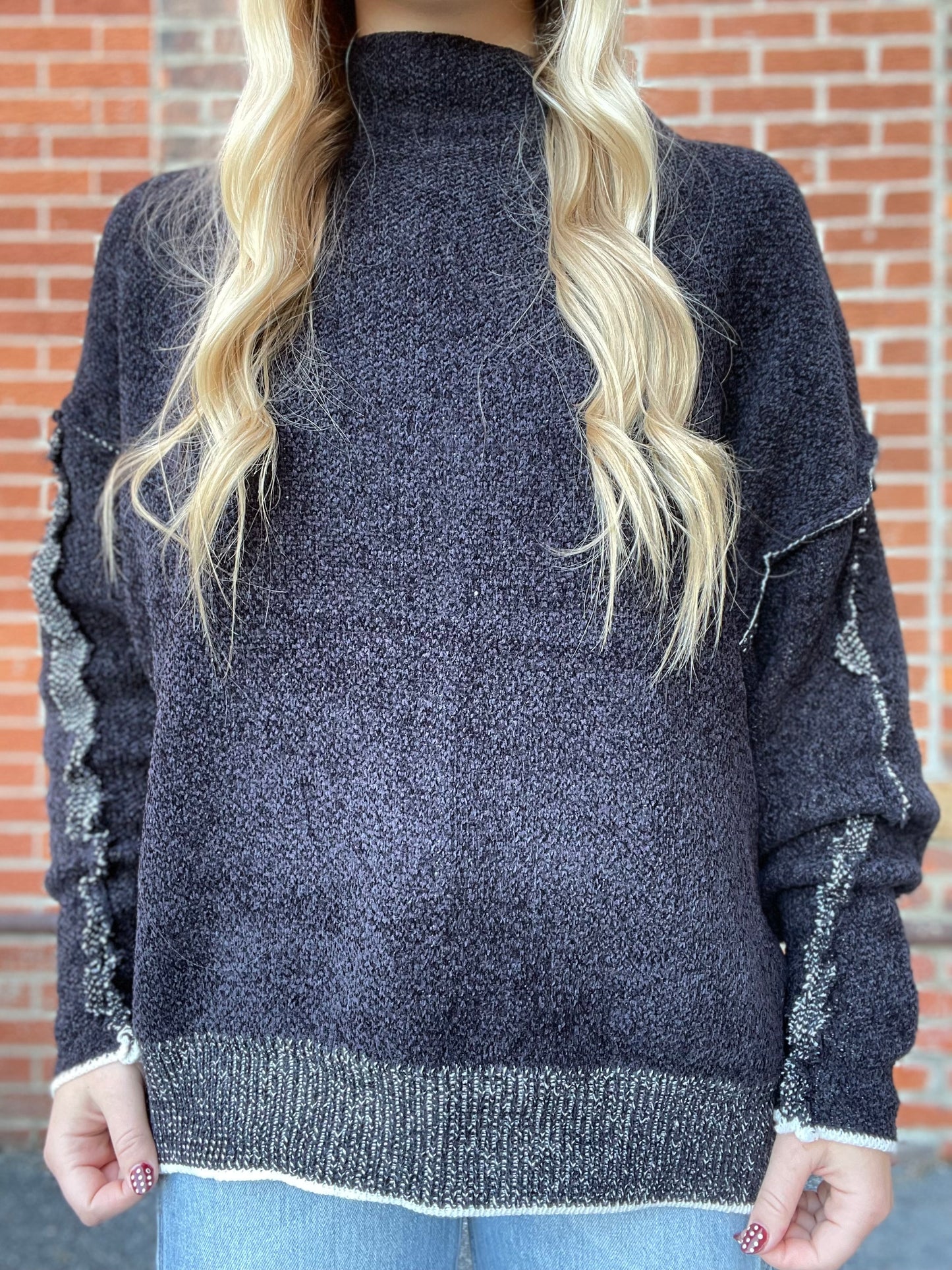 The Flora Chenille Oversized Sweater with Reverse Seams