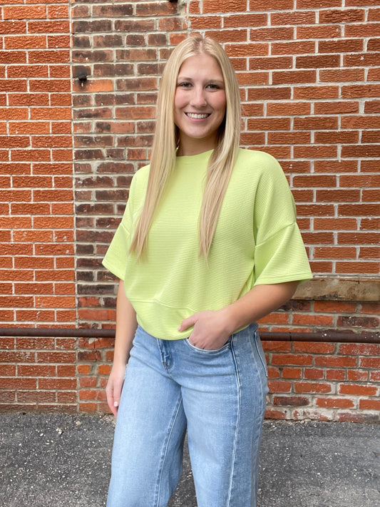 The Keylime Short Sleeve Double Knit Top