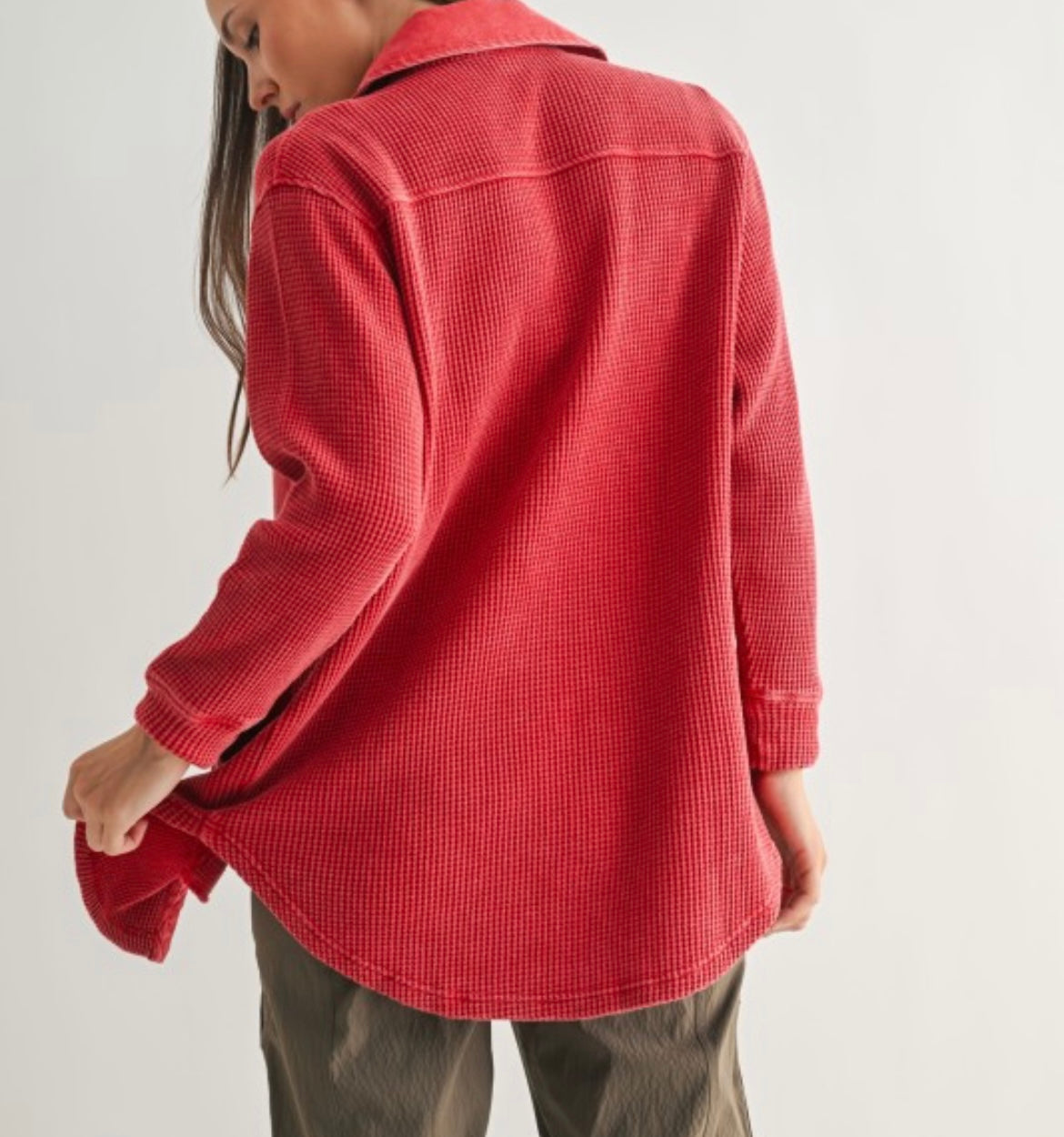 The Naya Waffle Knit Button Down Jacket