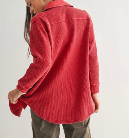 The Naya Waffle Knit Button Down Jacket