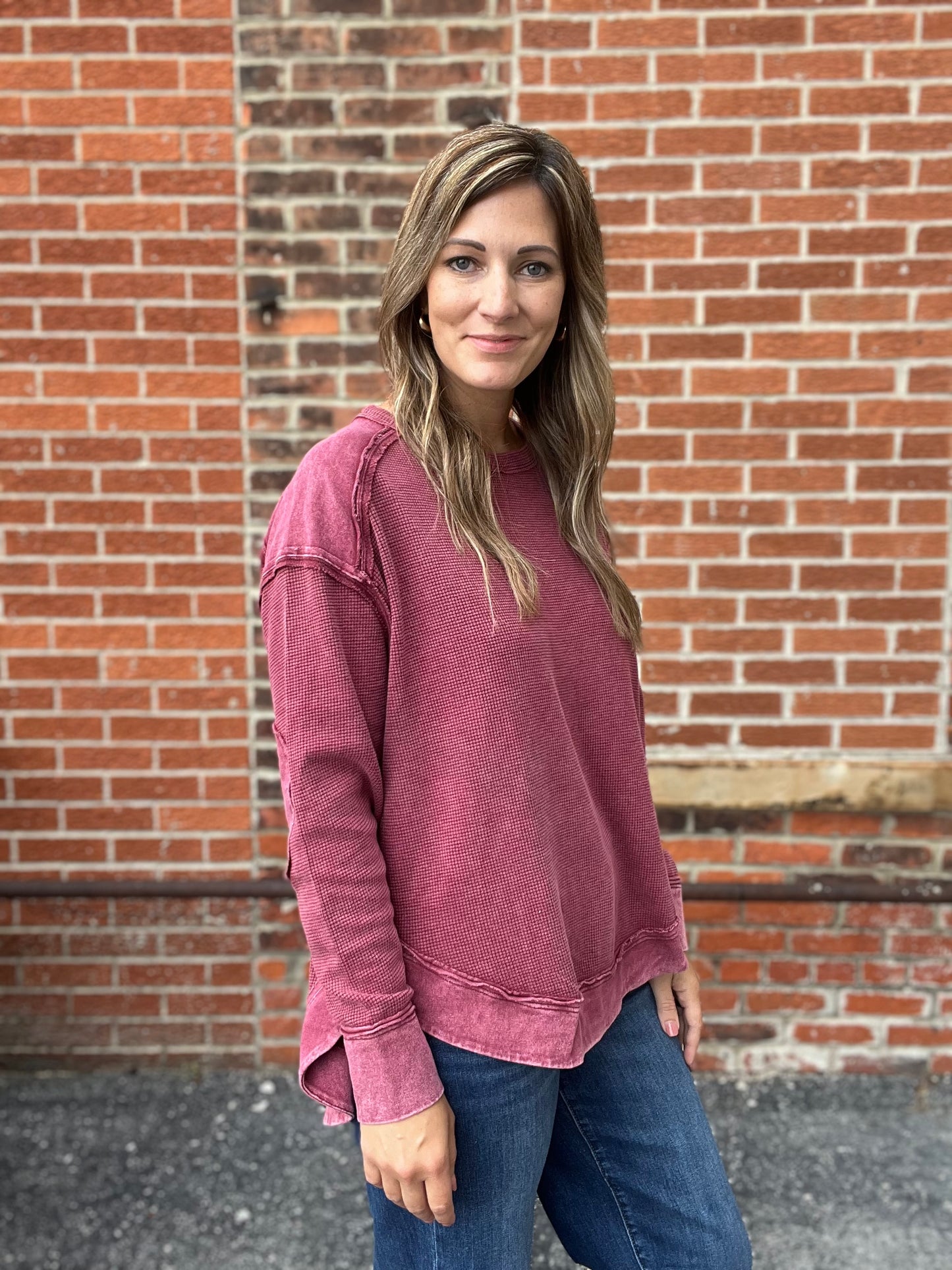 The Paxton Acid Wash Thermal Long Sleeve Top