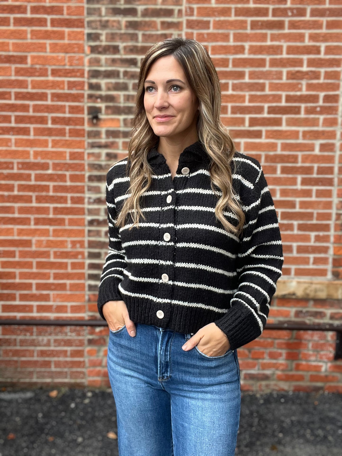 The Duny Stripped Button Down Cropped Top