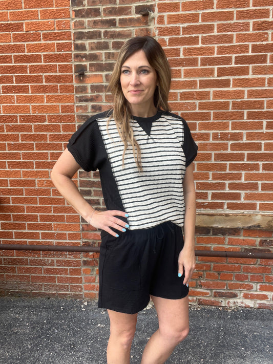 The Textured Raven Striped Top