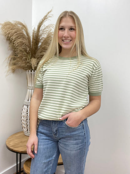 The Maison Short Sleeve Stripped Sweater