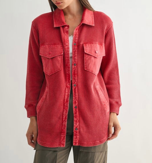 The Naya Waffle Knit Button Down Jacket