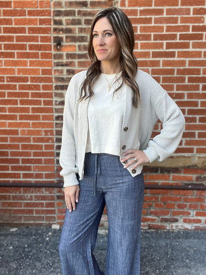 The Sable Button Down Cropped Cardigan