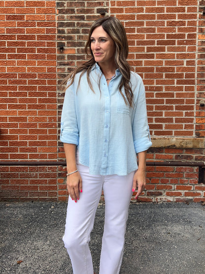 The Emory Gauze Collared Button Down