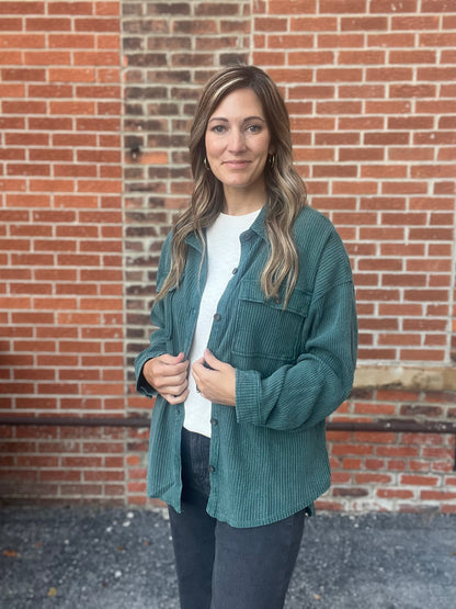 The Hallee Textured Button Up