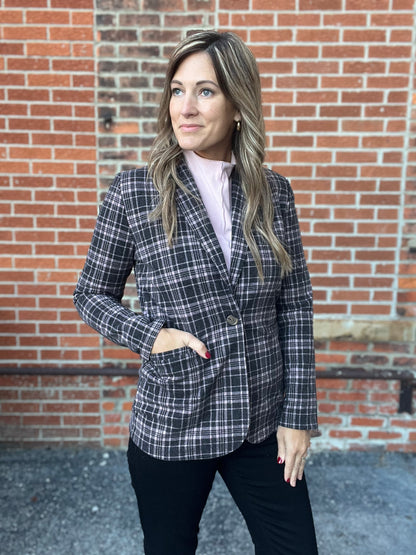 The Anya Plaid Blazer With Front Button