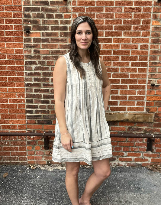 The Maeve Striped Pintucker Detailed Dress