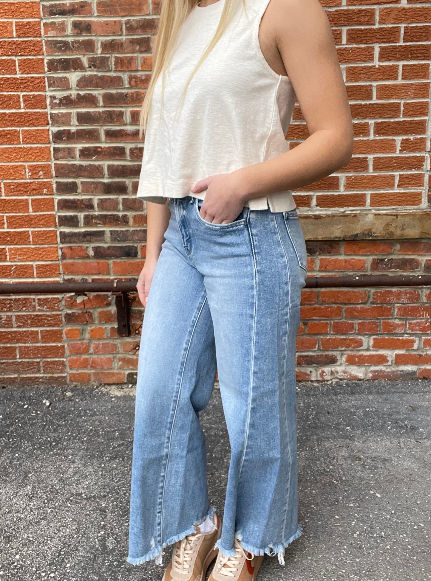 The Bailey Raw Hem Cropped Denim
