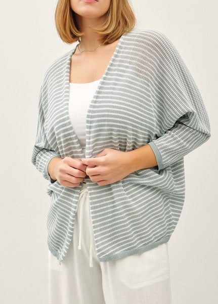 The Haleigh Curvy Striped Open Cardigan