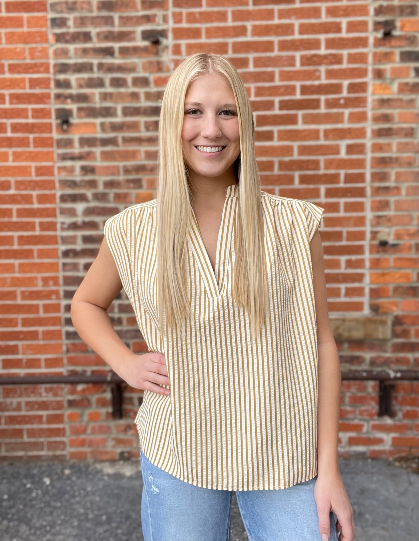 The Laurie Casual Striped Drop Shoulder Top