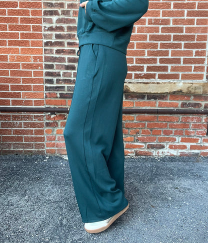 The Laurel Deep Green Wide Leg Bottoms