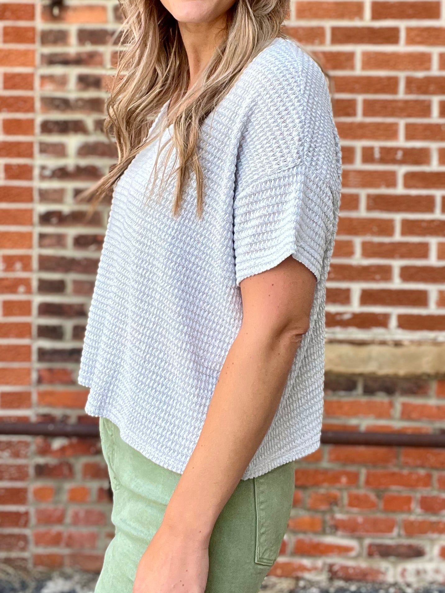 Cropped Waffle Knit Top